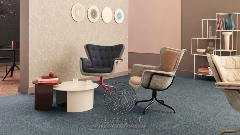Minimalist karo halı çalışma alanı kaplama